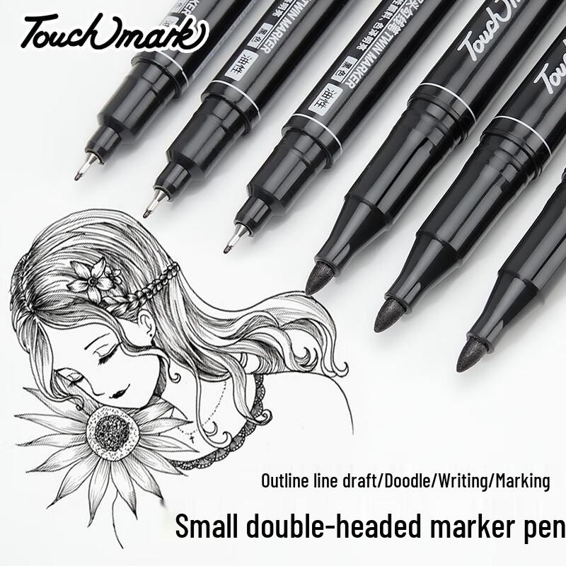 Touch Mark Dual-Tip Water-Based Art Marker Pen Set черный