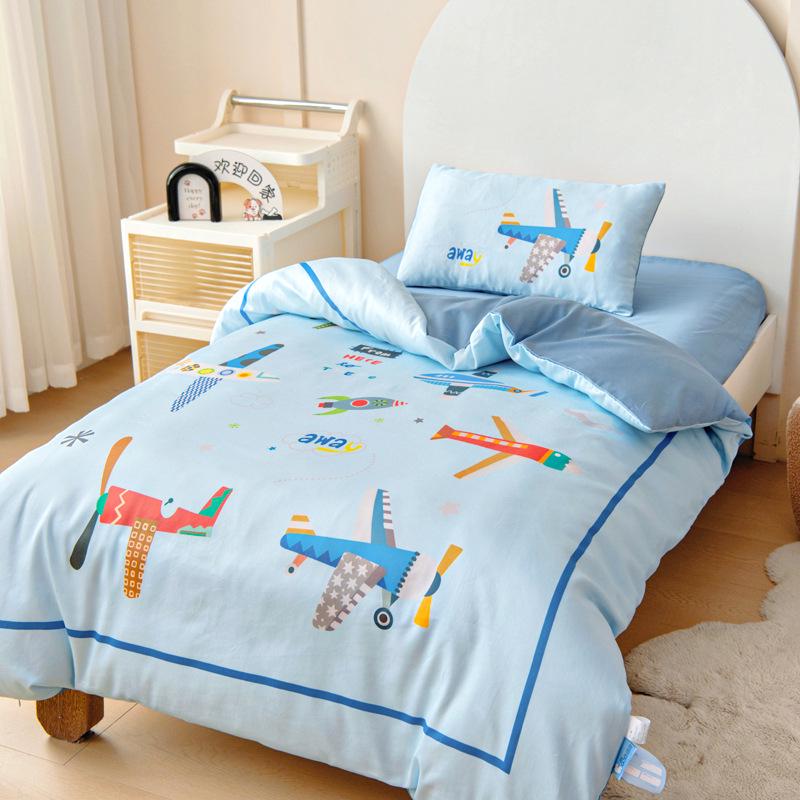 60S Pure Cotton Digital Print Kids' Autumn/Winter Bedding Set: First Day of School Duvet Cover