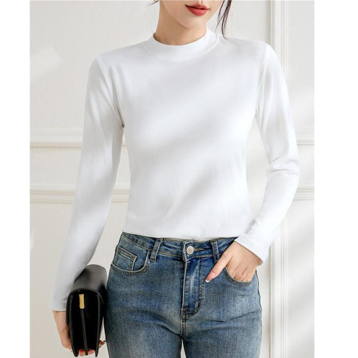 

A Small Stand-up Collar Slimming Base Layer for Autumn and Winter S білий