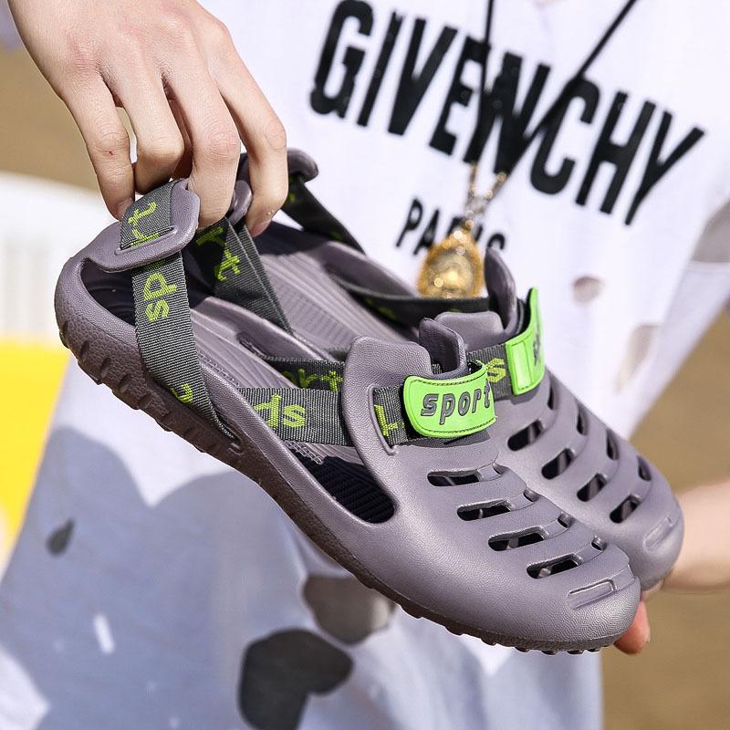 

New Korean version of trendy fashion Sandalsmen casual wear-resistant beach soft-soled shoes for men 2025 44 серый