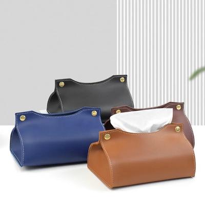 Tissue Box Holder Home Living Room Coffee Table Desktop Simple Napkin Box Kitchen Storage Paper Box PU Leather Organizers