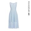 ELLASSAY Women's Silk Blend Lace Sheer Sleeveless Midi Dress