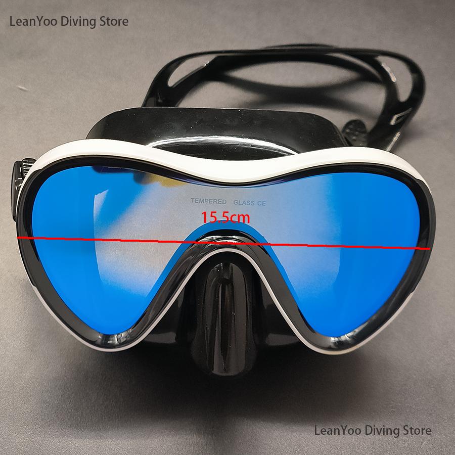 Dış Mekan Aynalı Temperli Cam Şnorkel Maskesi UV Korumalı Dalış Gözlüğü Yüzme İçin Siyah Fermuarlı Kutuda Paket