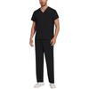 Soild Scrub Working Uniform Suit For Men's Cross V-Neck Short Sleeve Fun T-Shirts Workwear Tee With Pockets
