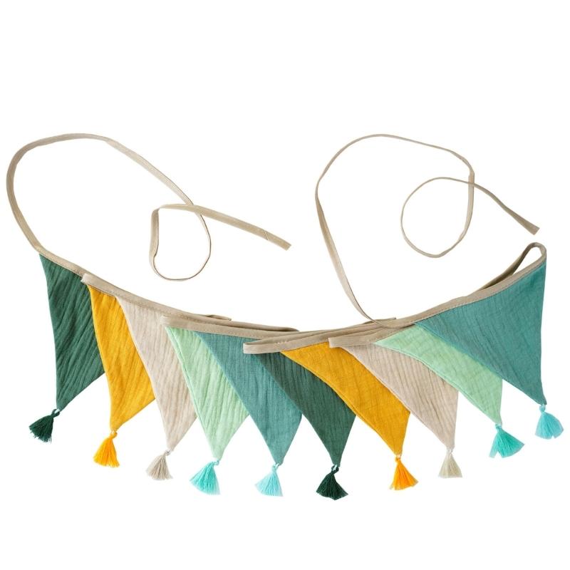Festoni Bandierine in Cotone Crepe Colori Caramella Luminosi Per Asilo Nido Compleanni di Bambini Feste Eventi