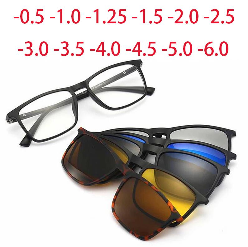 2249 Big Square TR90 Frame High Performance Thin Legs Magnet Clip Myopia Eyeglasses 0 -0.5 -1.0 -2.0 -3.0 -4.0 -5.0 To -6.0