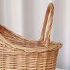 Stroller Shaped Flower Basket Rattan Woven Candy Basket with Handle Portable Decorative Rustic Basket with Wheels for Weddings Baby Showers