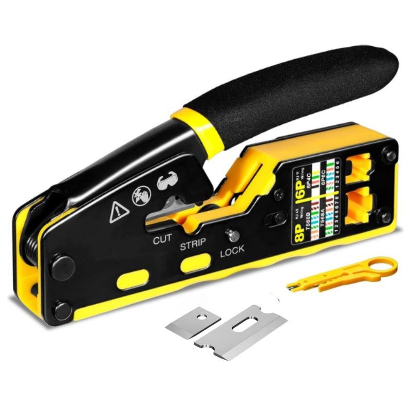 Set Mesh Cutters Network Crimping Test Perforated Crystal Head Making Pliers Tool Combination Hardware Network Repair