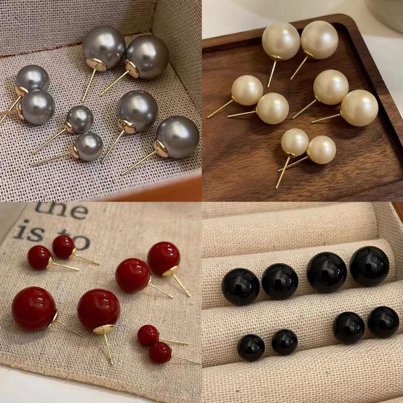 Silver Needle Korean Simple Versatile Pearl Earrings Fashion Niche Personality Earrings Light Luxury Temperament High-end Earrings Women