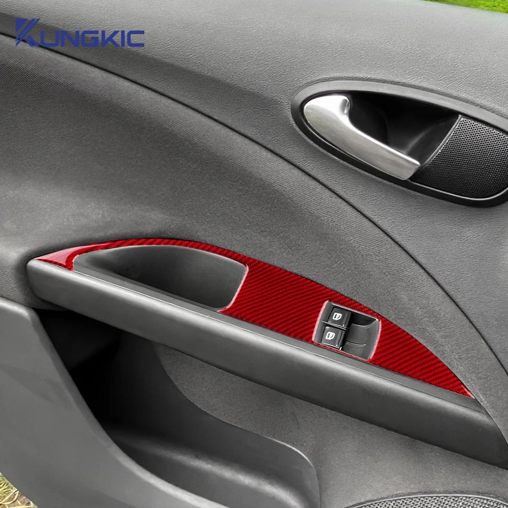 Real Soft Carbon Fiber For Seat Altea 2004 2005 2006 2007 2008 2009 2010 2011 2012 2013 2014-2016 Car Window Lift Panel Sticker