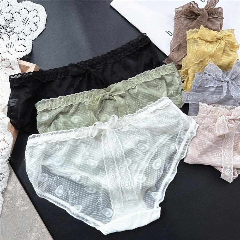 Ladies Spring and Summer Lovely Cotton Ice Screen Lace Panties
