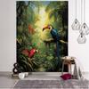 Fantasielandschaft 3D-Druck Wandteppich Pflanze Blume und Vogel Kunst Wandbehang Bohemian Psychedelic Kawaii Home Room Dekoration