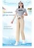 Women's Stylish High-Waist Ice Silk Wide-Leg Pants - Summer, Lightweight, Drapey, Middle-Aged Style
