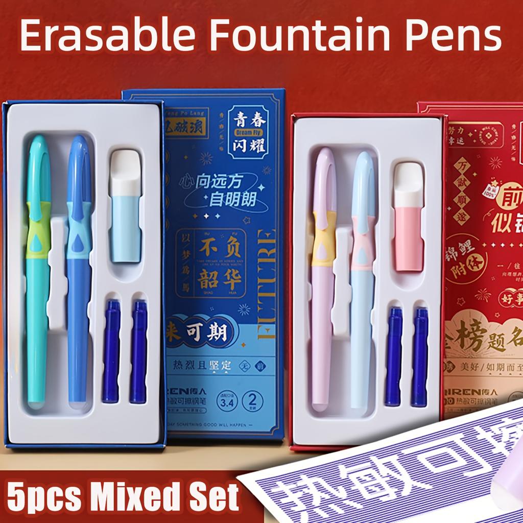 1 Set of Blue Fountain Pens, Heat-Sensitive Erasable Pens for Elementary School Students, Gift Box, Gift, Prize, Reward, Ideal Gift for Practicing