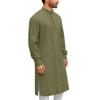 Mens Kaftan Thobe Button Down Casual  Shirts Long Sleeve Robe Cotton Linen Muslim Gown Shirt