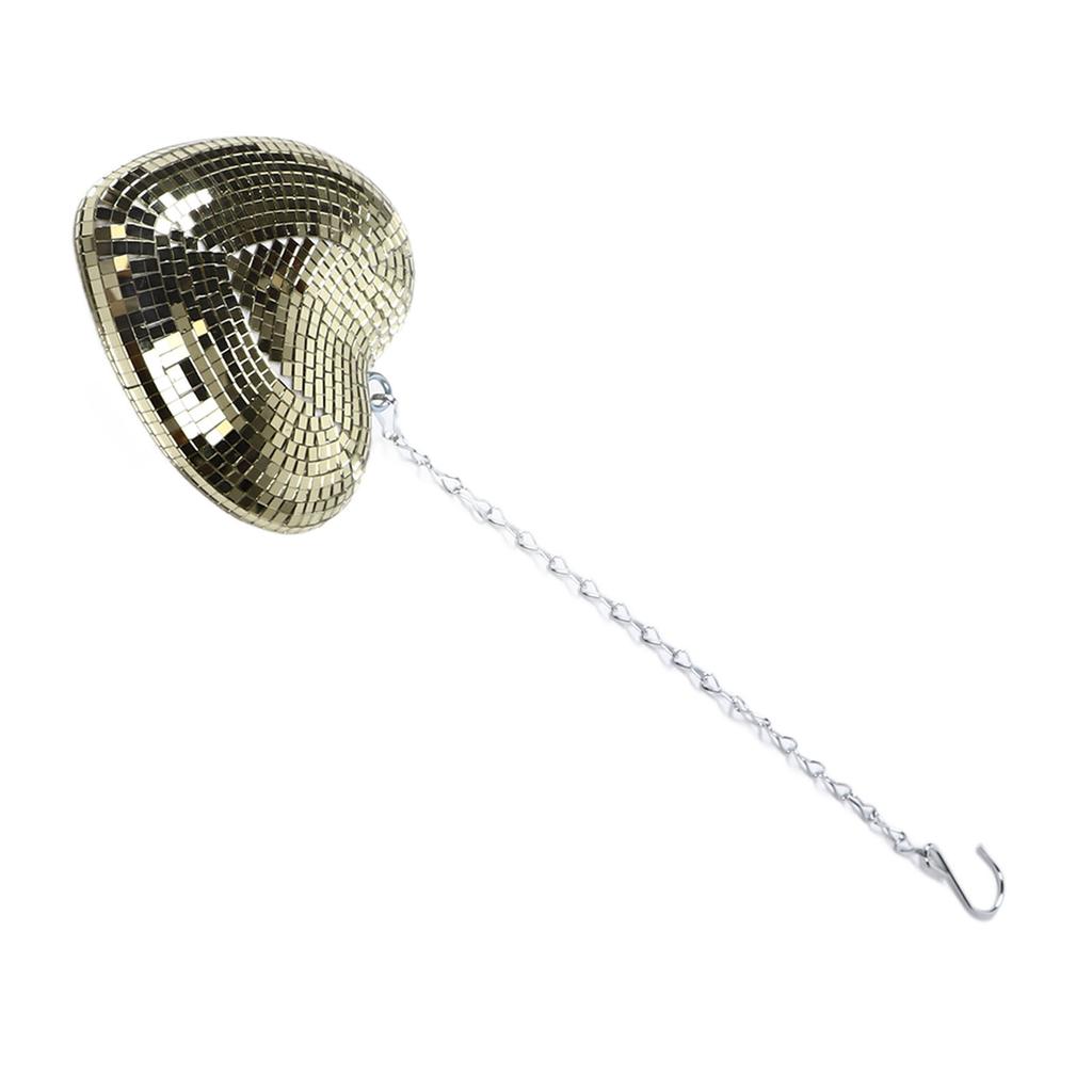Heart Shaped Mirror Shiny Decorative Reflective Mirror Ornament with Hook Chain for Party KTV Bar