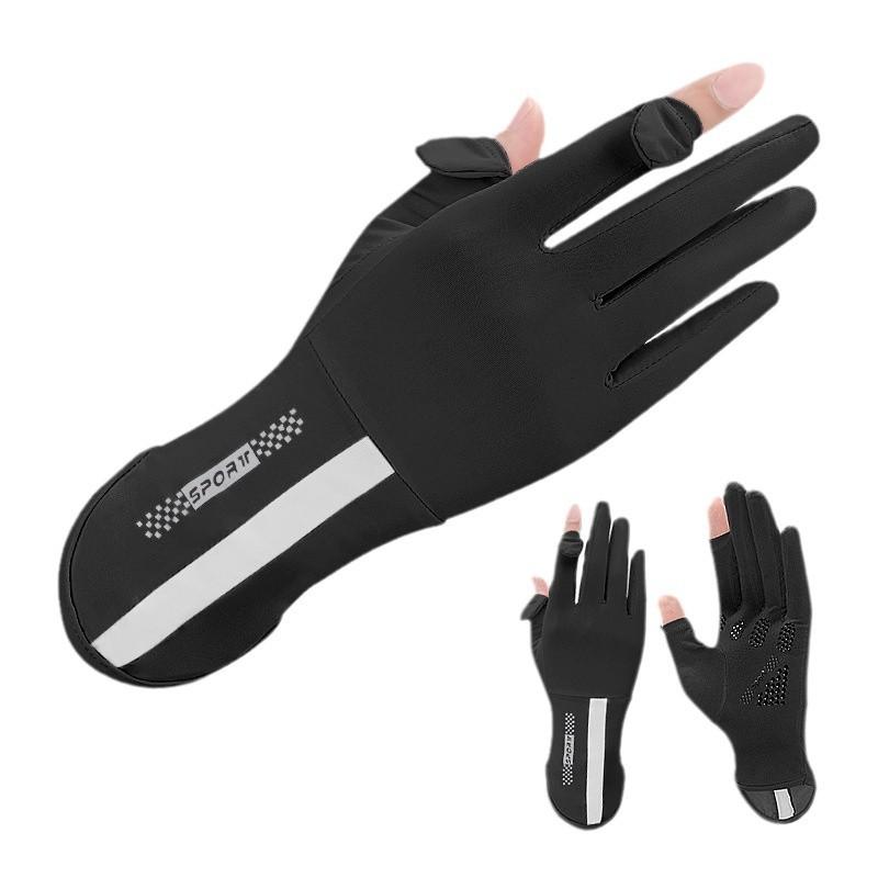 Long Summer Ice Silk Gloves UV Protection Women's Thin Driving Outdoor Riding Flip Touch Screen Gloves
