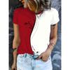 Irregular Black and Red Lace, Women's Round Neck Short-sleeved T-shirt, Fashionable, Cool and Versatile Women's Clothing