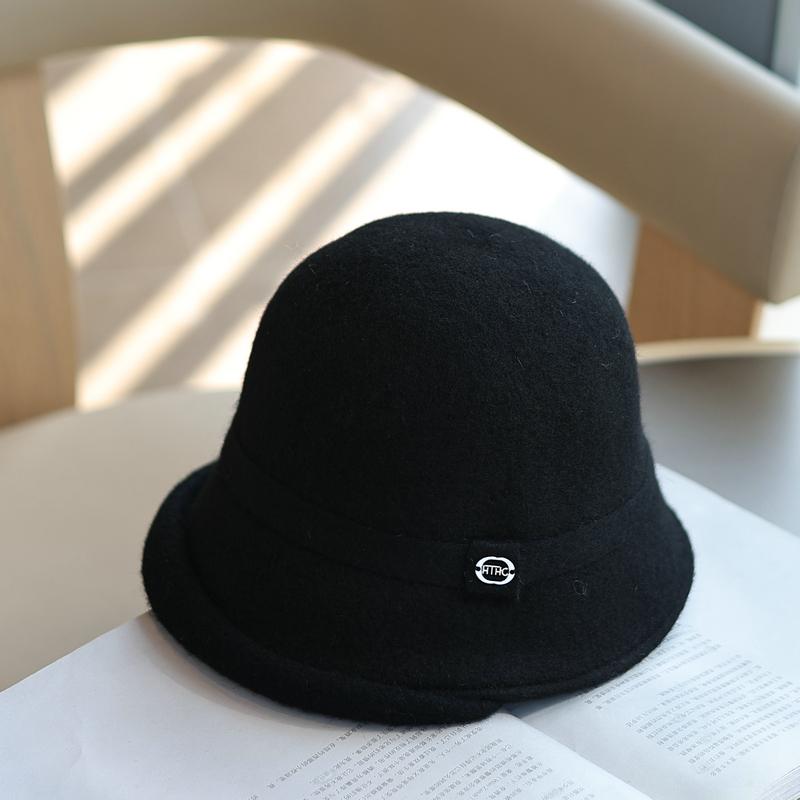 

Женская зимняя шляпа-ведро из чистой шерсти, новая, ретро, шляпа-котелок, загнутые поля, подчеркивает лицо, маленькая шляпа-котелок британской леди Adult average size чёрный
