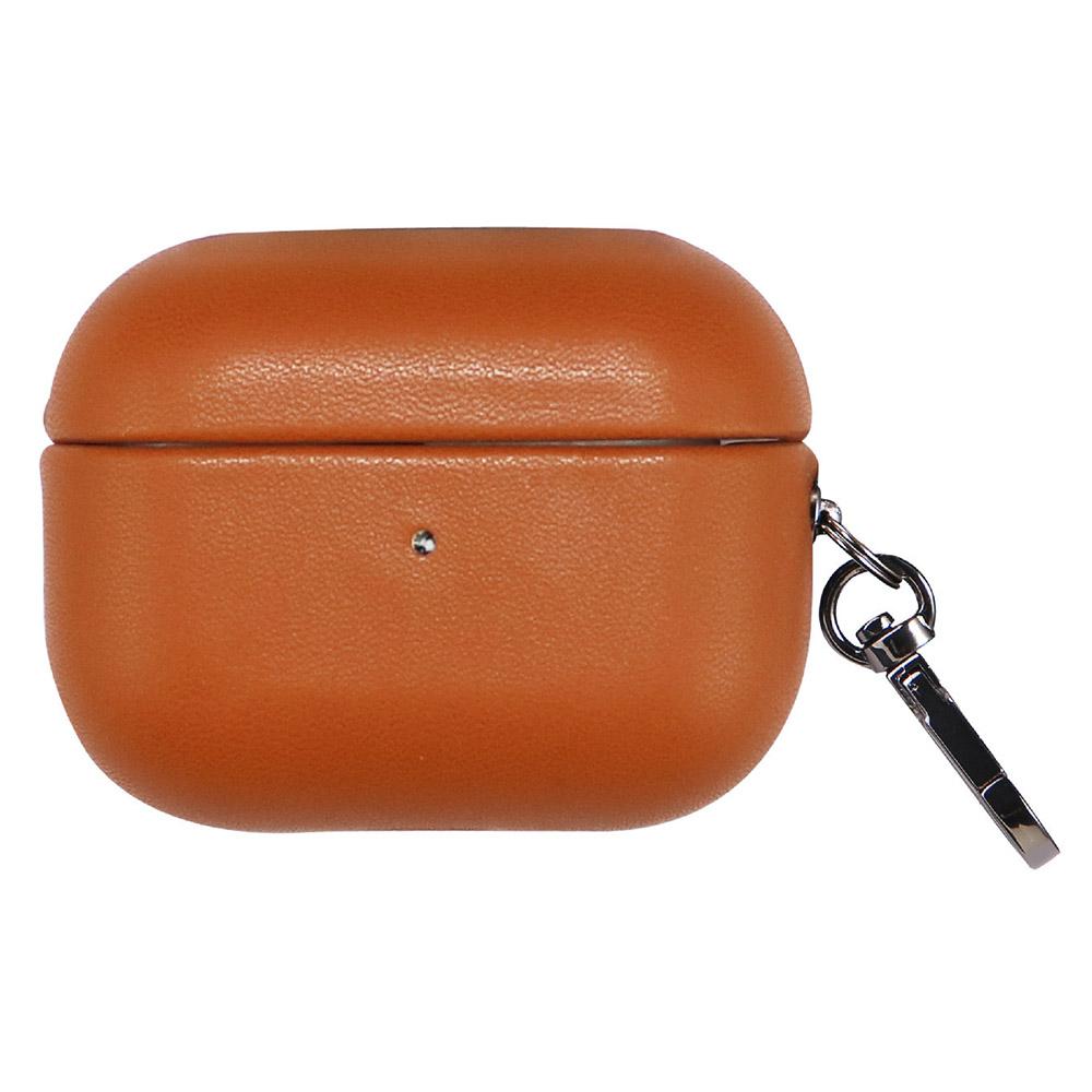 

For AirPods 4 Earphone Case Glossy PC + PU Leather Protective Cover with Hanging Buckle B