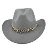 Cowboy Vintage Jazz Hat Gold-plated Chain Woolen Hat Felt Vintage Imitation Sheep Hat Cowboy Hat No