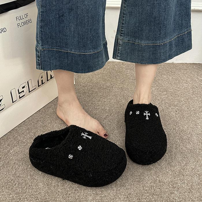 Xiaoxiangfeng Bag Head Half Slippers Women's Outer Wear 2025 Autumn and Winter New Thick-bottomed Comfortable Lazy Fluffy Cotton Slippers Tide