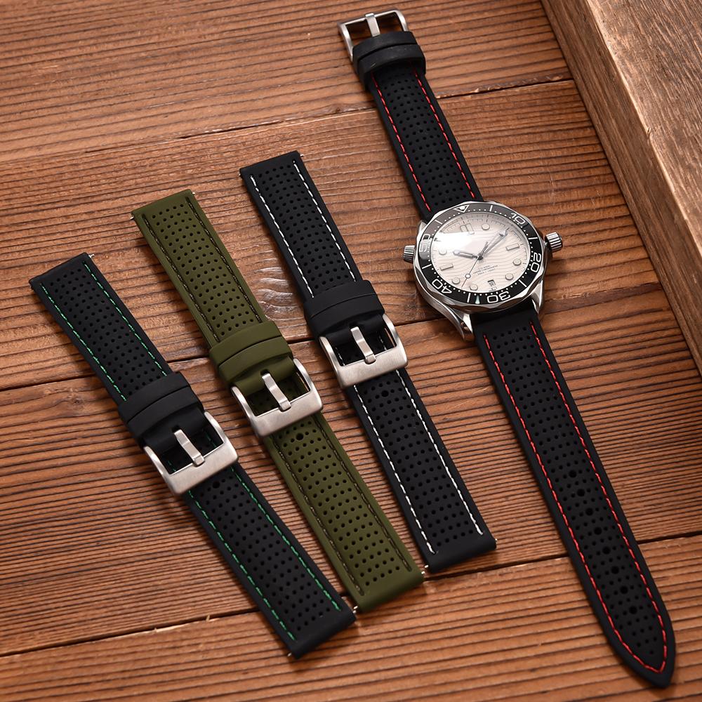 Quick Release Sport Silicone Watch Band - Breathable Waterproof Soft Rubber Strap Universal Fit 18mm 20mm 22mm For Men Women