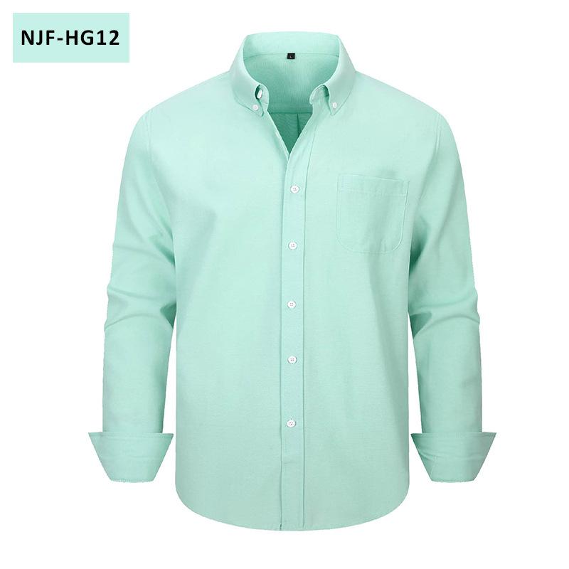 Men Long Sleeve Solid Color Casual Oxford Shirt Plus Size