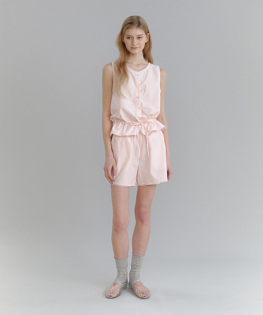 LAMINEZ Lace Trim Shorts - Pink