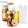 1/4PCS Transparent Bubble Tea Cup Cup With Lid and Straw Iced Americano Glass Beer Can Milk Mocha Cups Breakfast Mug Drinkware