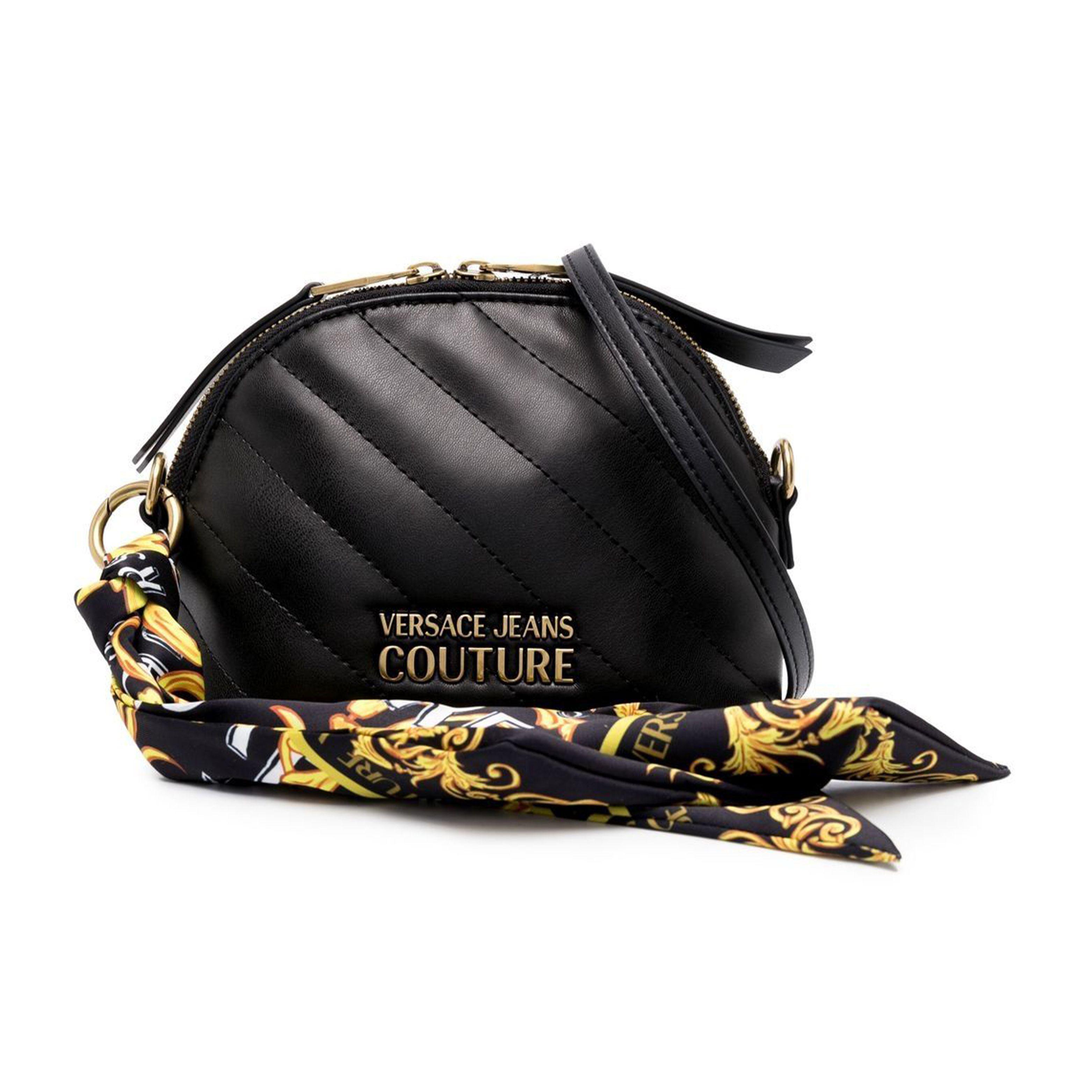 Versace Jeans Couture Logo Twill Buckle Scarf Shell Bag Women Shoulder Bag Black 74VA4BA7-ZS409-899 Basic Set BagDust Bag 23490₽