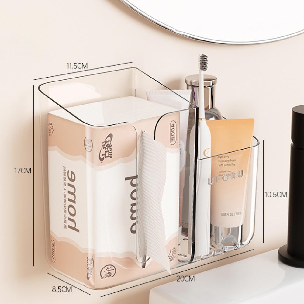 Suction Cup Wall-Mounted Tissue Box Transparent Napkin Storage Box Creative Paper Holder  Bathroom