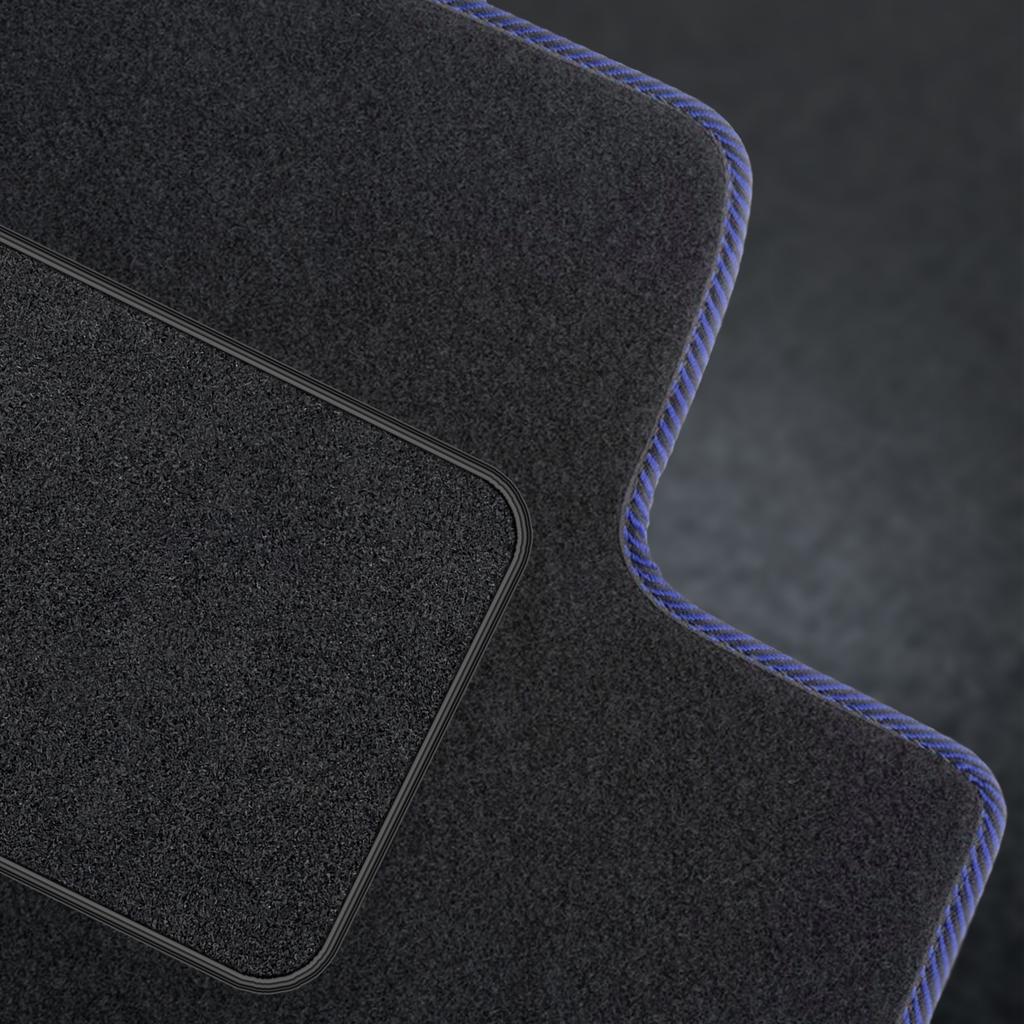 Velour Car Mat Set, Car Mats Fitting: Nissan Navara III 2005-2010 3-Door, Nissan Pathfinder III R51 2004-2010 3-Door, Blue Piping