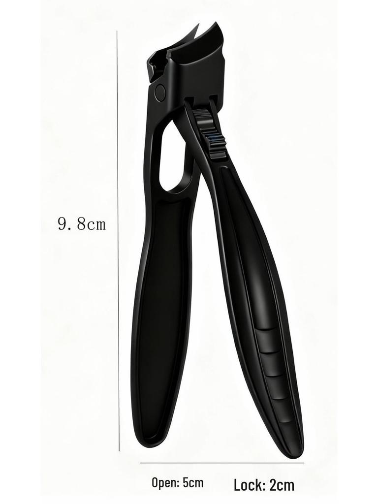 Slanted Edge Safety Nail Clippers with Lock, Large Opening, Round Tip, Anti-Splash, Stainless Steel