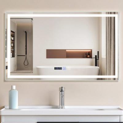 Wall-mounted Bathroom Mirror - NETTLIFE - 60 X 100 Cm - Dimmable Lighting - White - Metal