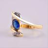 Creative Fashion Blue Stone Wedding Ring for Women Exquisite Gold Color Inlaid White Zircon Stones Engagement Ring Jewelry