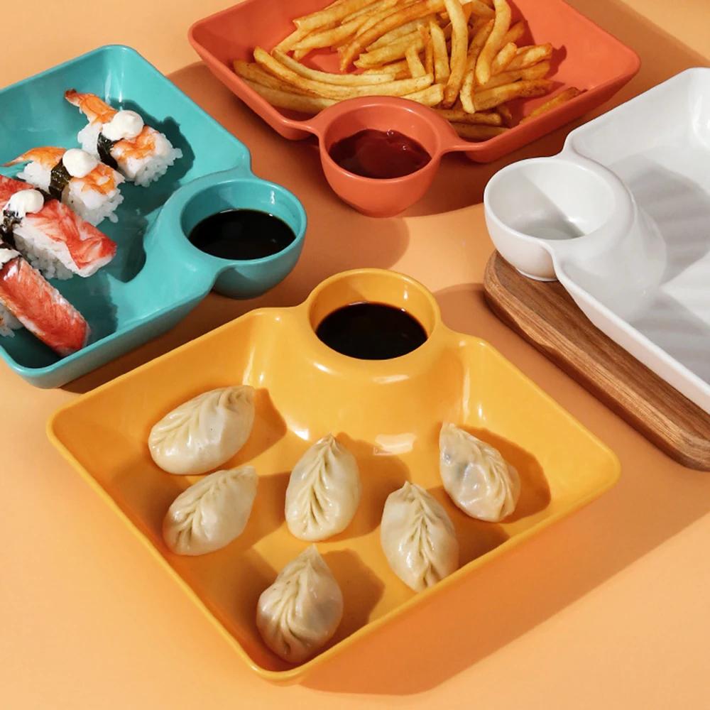 1ks-Talíř na knedlíky - Leštěný čtvercový talíř na svačinu pro restauranční kuchyni a domácí použití - Kreativní design, Snadno se čistí