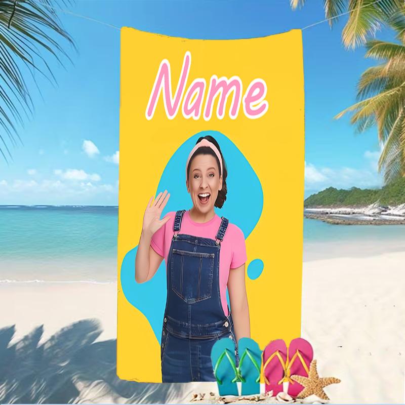 Customizable personalized beach towels Ms. Rachel themed designs.Suitable for the beach, yoga, sports;ideal as beach accessories