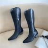 New Fashion Women Knight Boots Square Low Heel High Quality Women Boots Pointed Toe Knee-high Western Boots