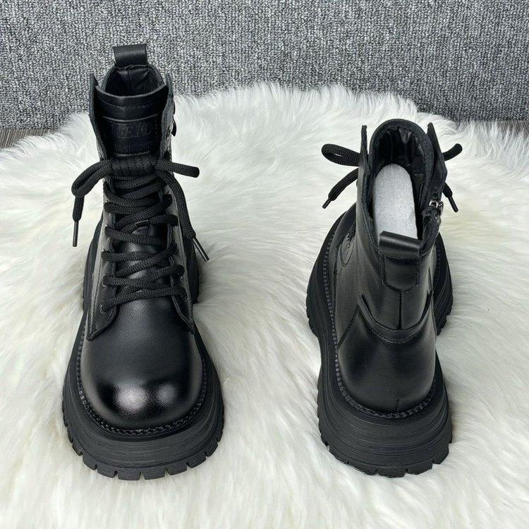 Martin Boots Women's 2025 Autumn and Winter New Small Thick-soled Heightening Short Boots, Thin British High-heeled Locomotive Boots Niche