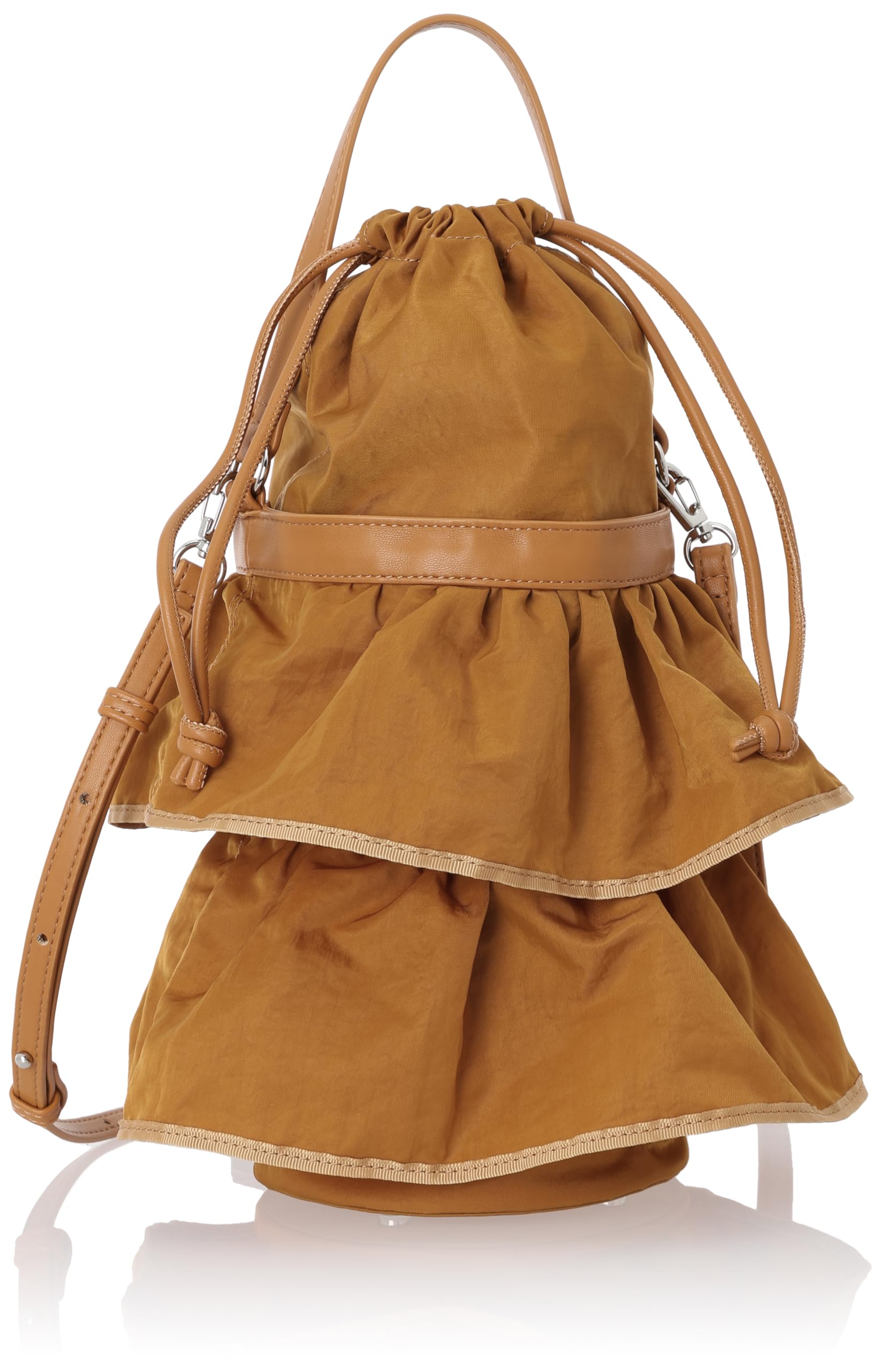 

[Cuko] Tote Bag, Nylon 2-Tier Ruffle Bucket Tote Bag for Women, 2353111027, Mustard (355)
