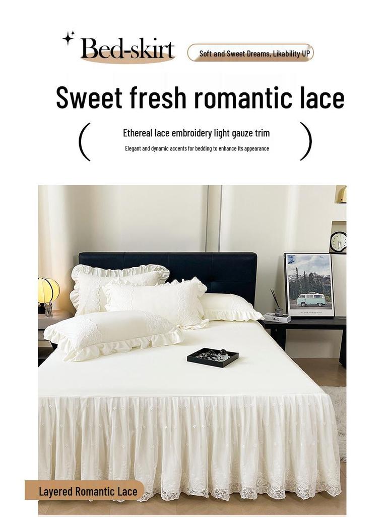 Lace Princess Floor-Length Bed Sheet with Ruffled Hem