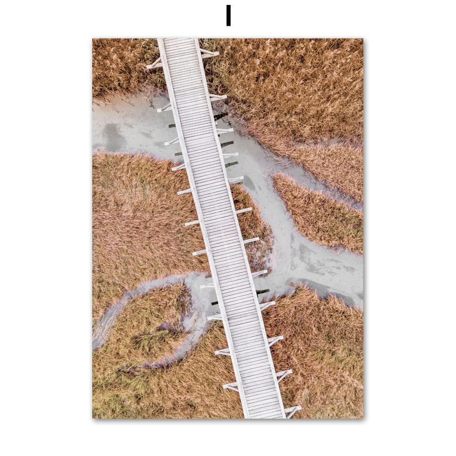 Schilfpflanzen Strand Boho Abstrakt Linien Kürbis Poster und Drucke Beige Wandkunst Leinwandmalerei für Wohnzimmer Heimdekoration