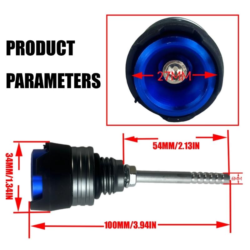 Threaded Motorcycle Oil Dipstick with Top Tool Socket, Aluminum Construction and Anodized Finish for Routine Checks