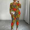 Plus Size Geometric Pattern Print 3 Piece Outfit, Long Sleeve Open Front Cardigan Cami Top Leggings Set for Women