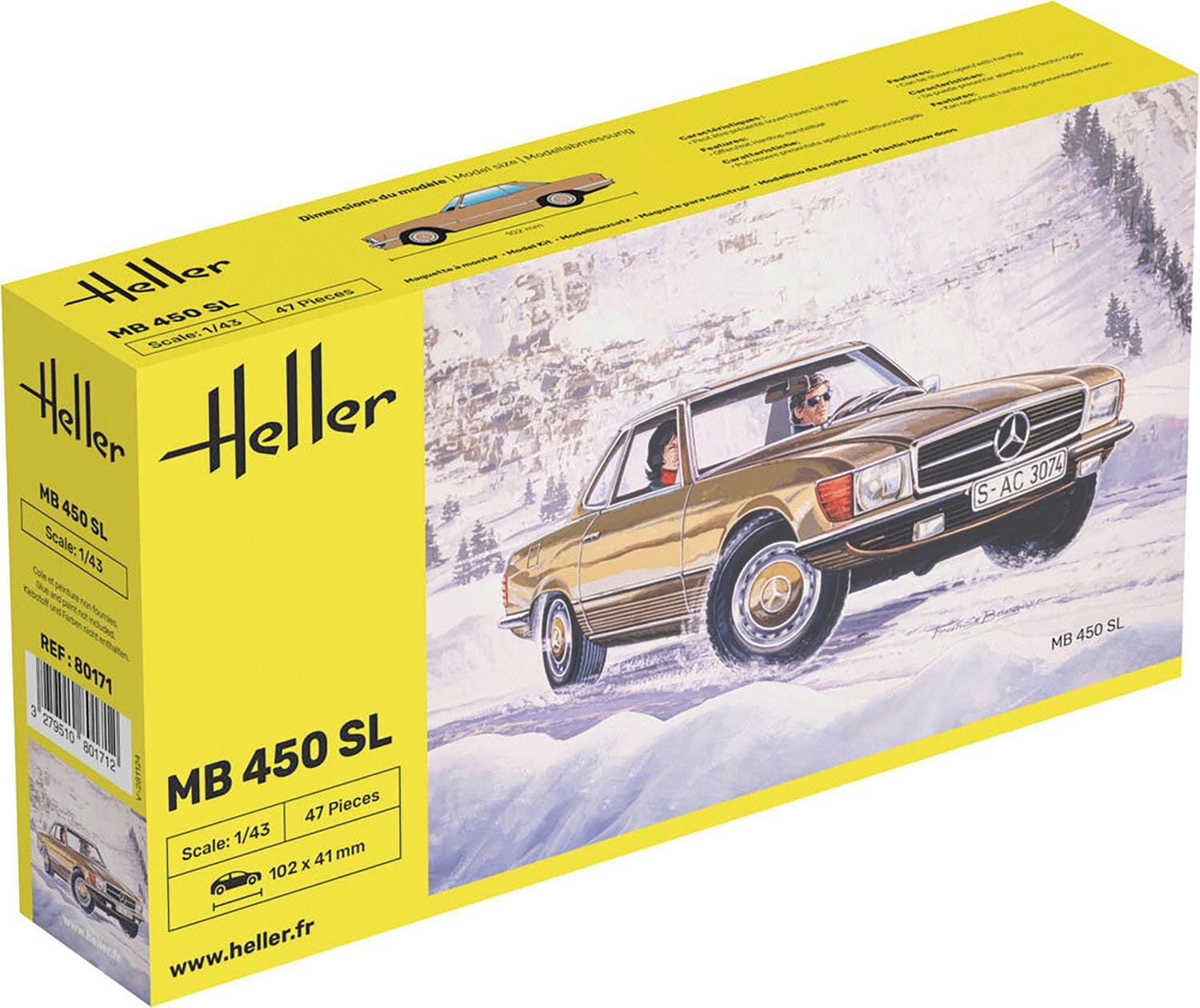 

Platz Heller MB 450SL Plastic Model Kit HE80171 1/43 (Car)