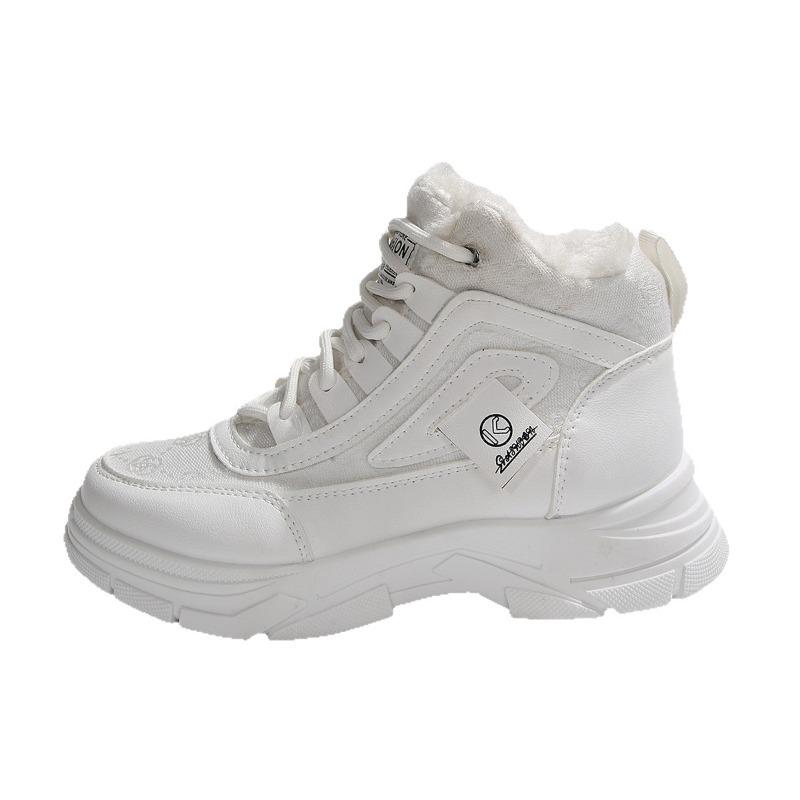 Women's Colorblock Mid-Calf Fleece-Lined Snow Boots, Platform Warm Winter Shoes, Plus Size Fall Footwear