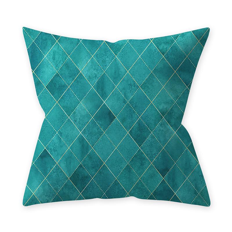 Decorative Green Throw Pillow Teal Blue Leaf Cushion Geometric Pillowcase Nordic Home Decor Sofa Living Room Polyester Pillow