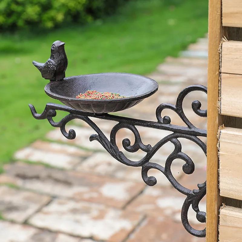Retro Cast Iron Crafts Cast Iron Bird Feeding Basin Wall Decoration European Classical Nostalgic Style Courtyard Wall Hanging