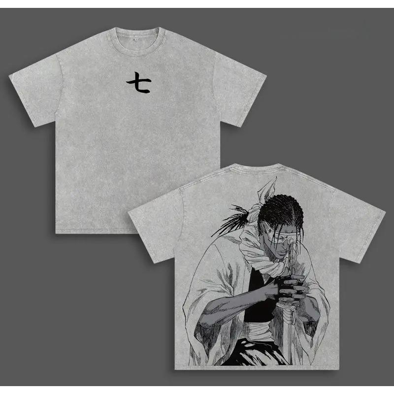BLEACH Tousen Kaname Printed Tee Men Women Washed Cotton T-shirts Manga Vintage T Shirt Harajuku Male Casual Short Sleeve Tshirt